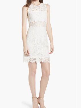 Soprano White Sleeveless Lace Mini Dress